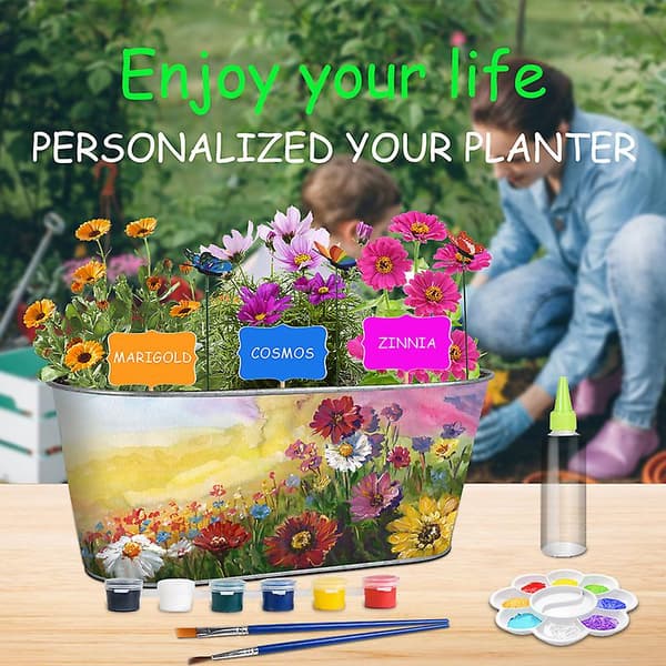 Måla och plantera blomsterhantverksset för barn - Barn trädgårdsset