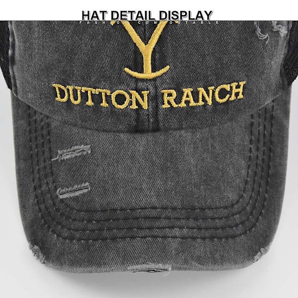 Sztxj Yellowstone Dutton Ranch Baseball Cap Justerbar Broderet Kasket (a)