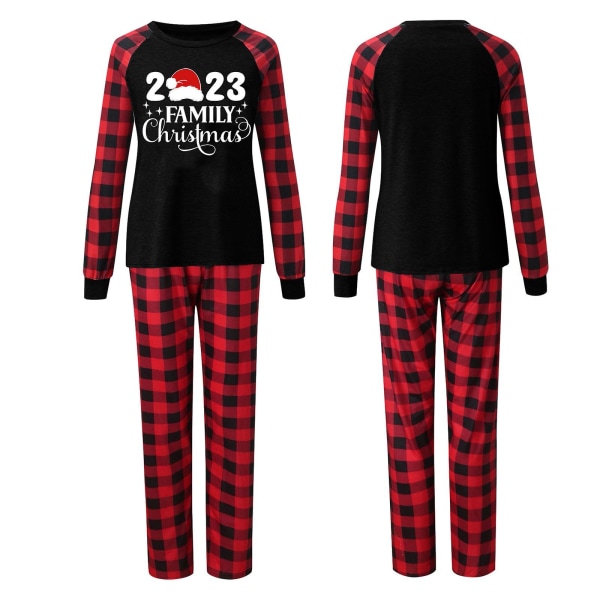 Matchende Familiepyjamassett Julepyjamas Rutete Trykte Nattøy Mom XL