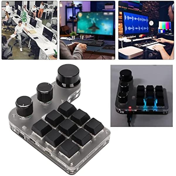 Brugerdefineret Mini Tastatur Bredt Anvendt 3 Knapper Rgb Baggrundsbelyst 9 Tasters Programmerbart Mini Gaming Tastatur Til Pc (sort) Black
