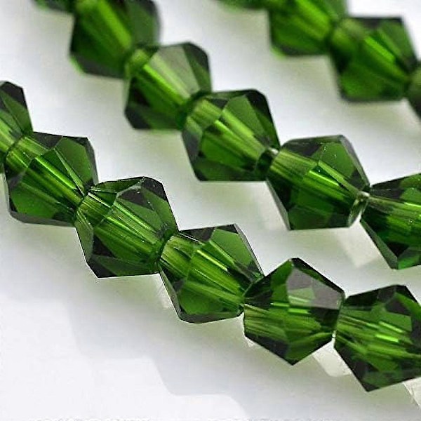 20 tråder 4mm fasetterte glassperler, grønne bicone løse avstandsperler for smykkelaging