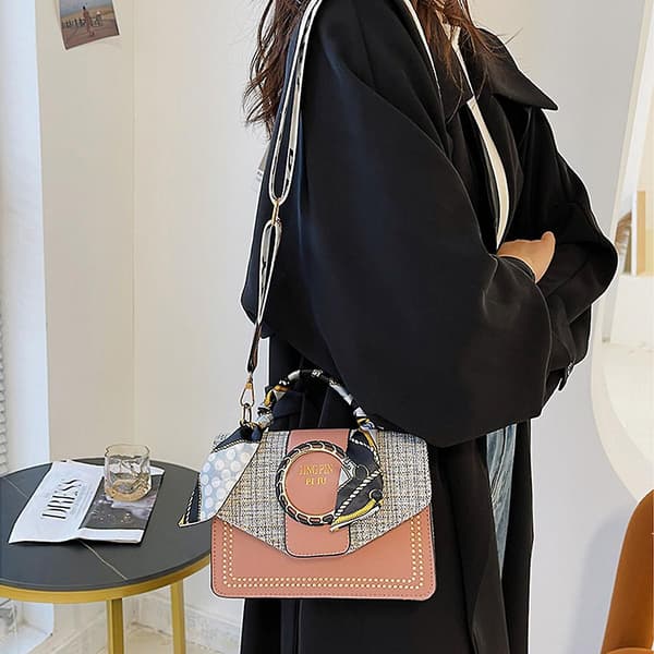 Konstgjorda läder axelväskor, budväskor fashion casual pendlar handväskor pink