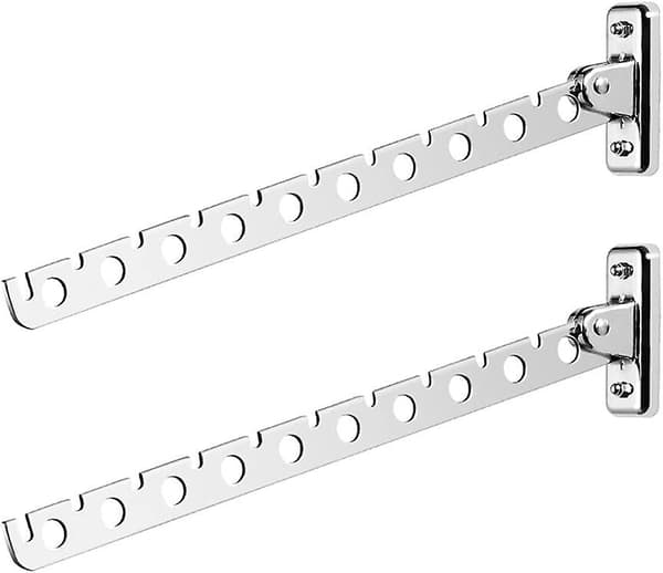 Vægmonteret Tøjstativ, Sæt af 2 Rustfrit Stål Foldbar Tørrestativ Krog Hanger 37cm