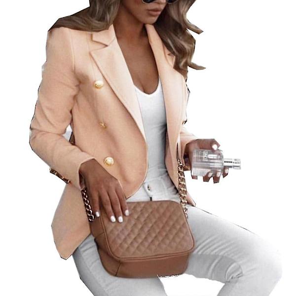 Dam eleganta smala enfärgade kostymtoppar Dam långärmad casual kort kappa för L E
