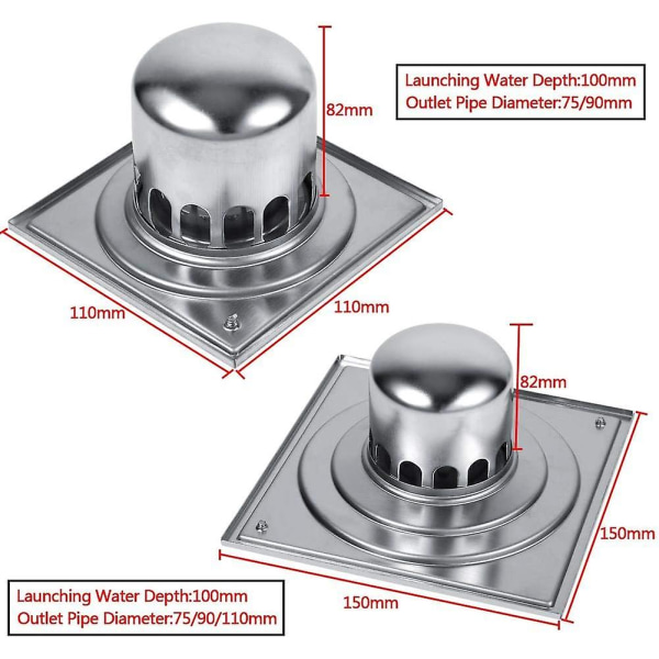 Golvavlopp - Kan förhindra att hår kommer in i avloppsröret och blockerar det - Lämplig för kök, badrum och källare etc (110 * 1