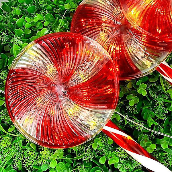 4-pack Lollipop Pepparmint Julgrändsbelysning för Julgräsmatta Dekoration