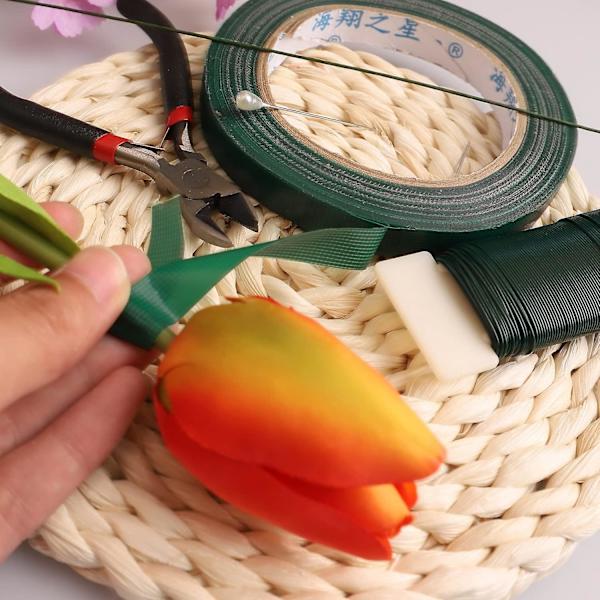 Blomstertejpsats, självhäftande vattentät blomstertejp och grön blomstertråd och blomstertrådsavbitare, blomsterarrangemangssats för corsage handledsband, grönt hantverk