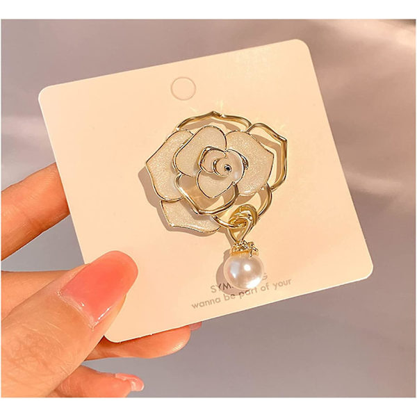Kamelia Pärla Accessoar Brosch Kvinnlig Ihålig Kostym Klänning Jacka Corsage Bröllopsfest Brosch Pins För Kvinnor Mode
