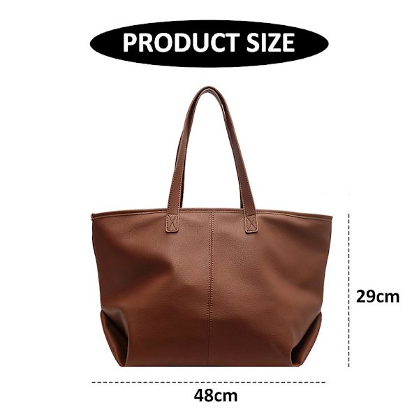 Stor kapacitet Enkel Pu Retro Väska Ny Tote Väska En-axlad Studentväska brown