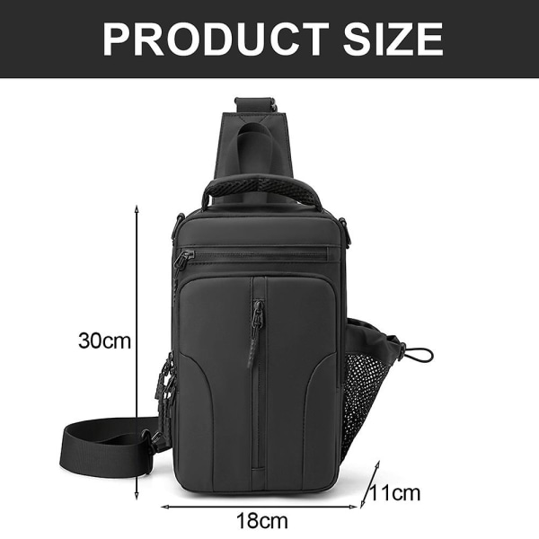 Ny Multifunksjonell Brystveske for Menn Nylon Skulderveske Vanntett Romstoff Liten Ryggsekk black