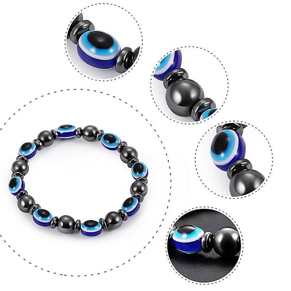 Armbånd Perle Beskyttelse Av Hematitt Håndlaget Armbånd Elastisk For Menn Kvinner Hvit/oransje/flerfarget/marineblå/svart Øye Gaveeske Gr