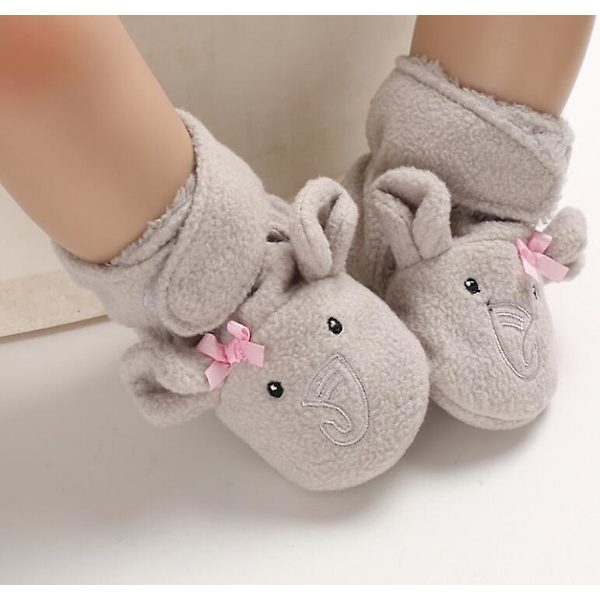 Baby Unisex-baby Hyggelige Fleece Sutsko Bow elephant grey 12cm