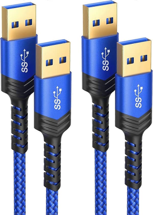 USB 3.0 A til A han-kabel. USB 3.0 til USB 3.0 kabel 2-pakke (1 m + 2 m) USB han til han