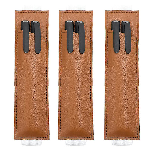 3 stk. Blyantholder, Penneholder Læder Tilbehør, Elastikbånd Til De Fleste Tablets, 17*4,5cm Light brown