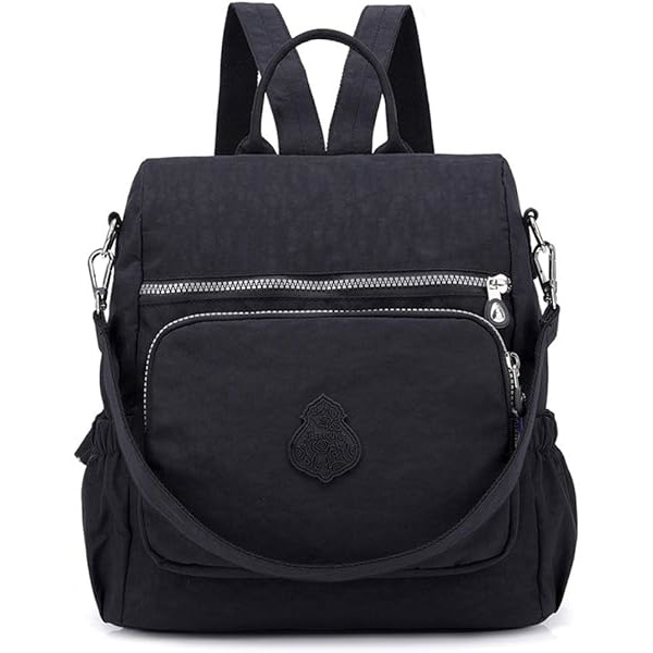 Ryggsäck för kvinnor, ryggsäck, handväska, stöldsäker, vattentät nylon, skolväska, resa, vardaglig, dagväska, mode, axelväska svart