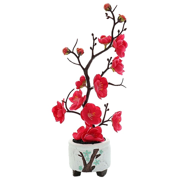 Simulerade blommor, gröna växter, krukväxter, simulerade plommonblommor krukväxter, heminredning, festdekoration Rose red