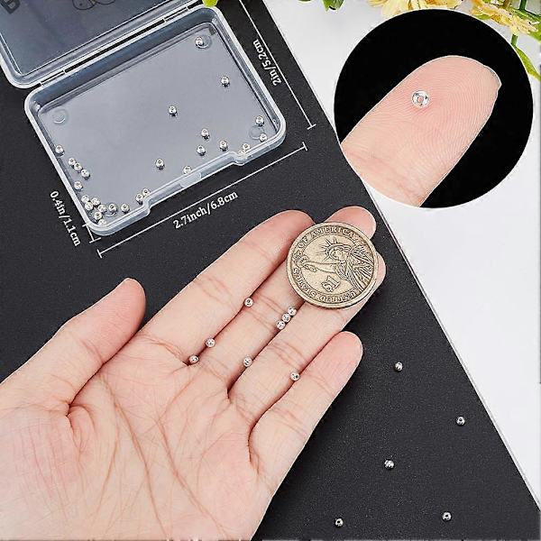 1 Ask 40 st 2,5 mm Runda Distanspärlor Sterling Silver Lösa Pärlor Små Hål Distanspärlor Fynd