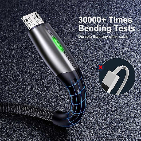 Usb Type C -kaapeli Led Android -matkapuhelinlaturi Datakaapeli Black for Micro 1m (3.3ft)