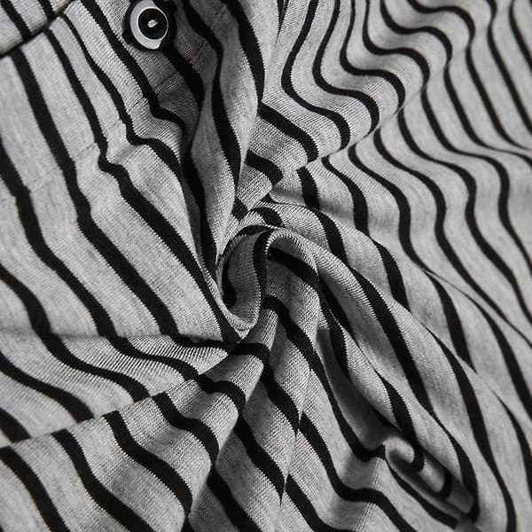 Stribede pyjamasser til mænd Langærmet jumpsuit i ét stykke nattøj Gray M