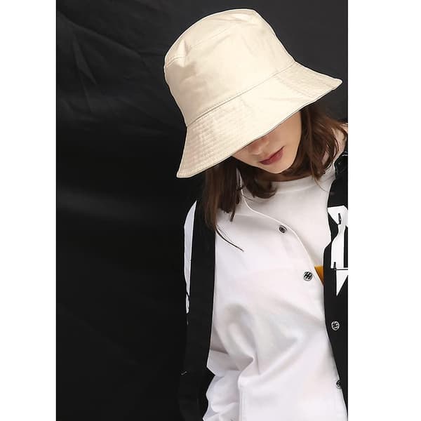 Fiskehatte til damer, solhat, strandhat, fiskerhat, sommerhat, udendørshat, foldbar og vendbar Creme farben