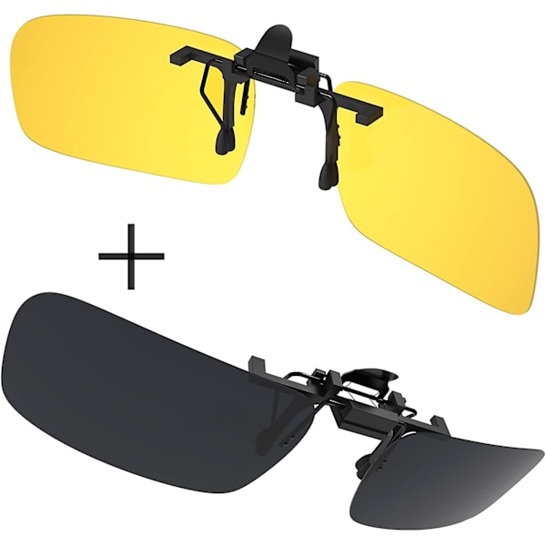 Clip On Solglasögon 2 Pack, Polariserad Lins Passar Över Receptglasögon, Flip Up Style 1