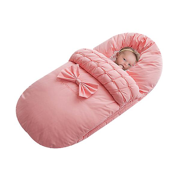 Baby Swaddle Filt Barnvagn Wrap, Mjuk Fleece Varm filt Nyfödd Sovsäck Pink 90cm