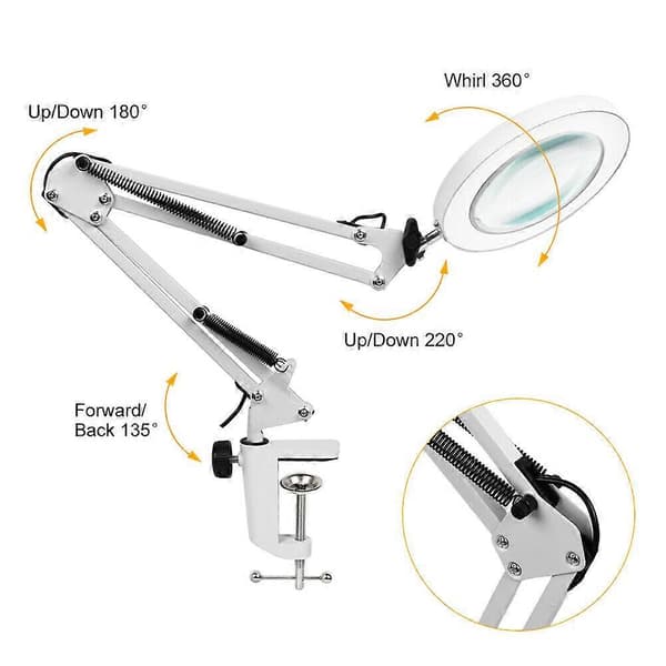 LED-suurennuslamppu, työpaikkalamppu - 8x suurennus (musta) black