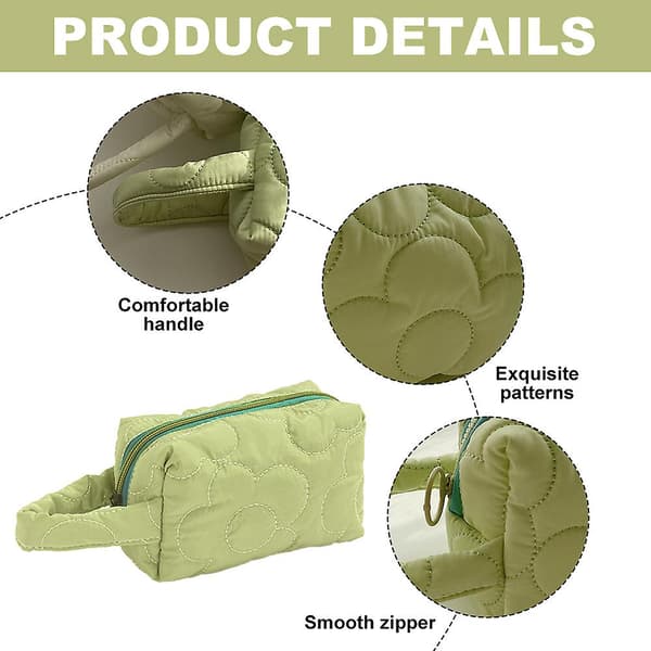 Polyester Blomster Kosmetikpose Opbevaring Afslutningspose Bærbar Kosmetikpose green