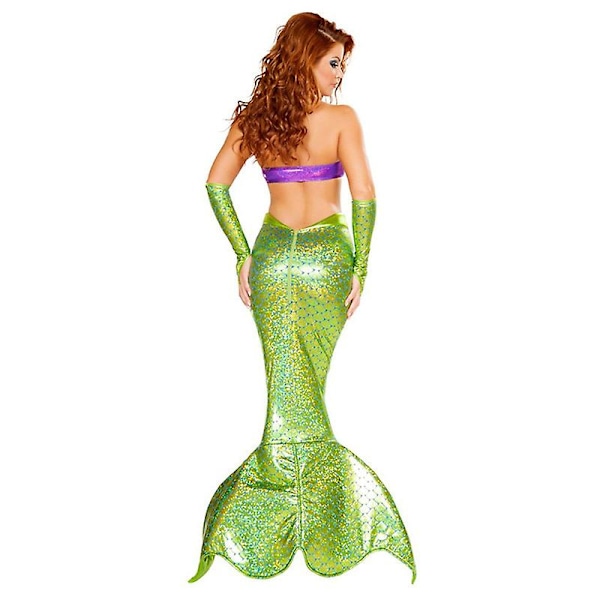 Sjöjungfrudräkt för kvinnor, sjöjungfruprinsessklänningar Halloween Cosplay-dräkter Green M