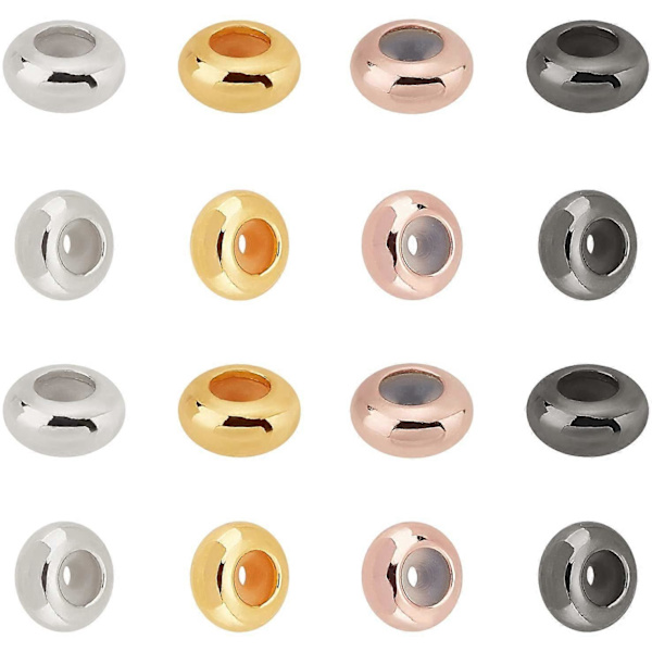 40 st 7 mm Stopperpärlor Mässing Runda Gummipärlor 4 Färger Glidpärlor Insättningsgummistopp Positioneringsavståndspärlor för DIY-hantverk Smyckestillverkning Hål