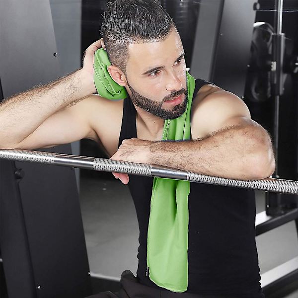 1 par dobbeltsidet fløjlsagtigt hurtigtørrende håndklæde, ultrafin fiber sportshåndklæde, absorberende bærbar yoga fitness håndklæde Light green