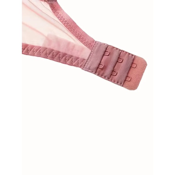 Kukkainen pitsiliivit ja pikkuhousut, hengittävät push up -vuorittomat liivit ja läpinäkyvät pikkuhousut, naisten alusvaatesetti Pink 80B
