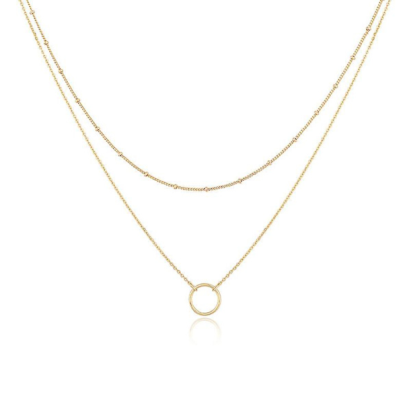 Flerskiktat hjärthalsbandhänge handgjort legering pläterat delikat guld choker pil bar skiktning långt halsband för kvinnor