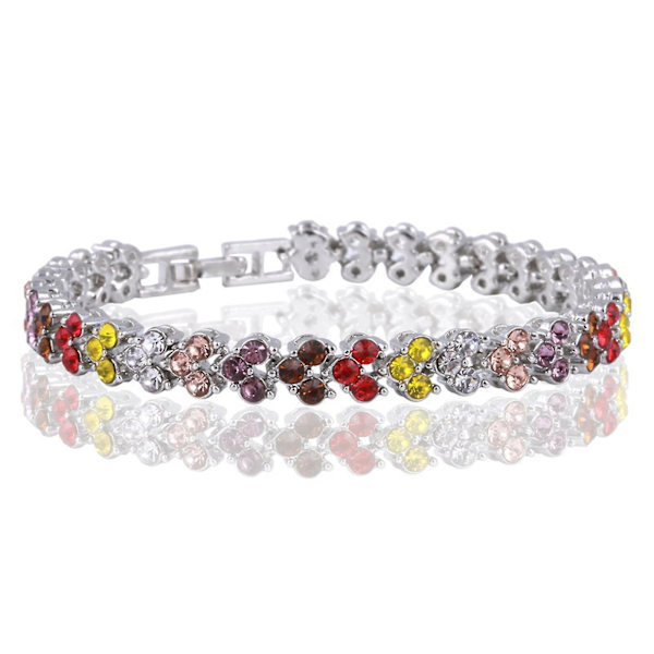 Farverige krystalarmbånd med perler til kvinder, heldig skinnende håndledskæde, slidstærk modehånd Multicolour
