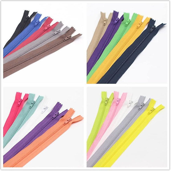60 st 8 tum, 16 tum och 20 tum blandade blixtlås i bulk nylon spiralblixtlås för sömnad hantverk, 20 färger (sorterade storlekar)