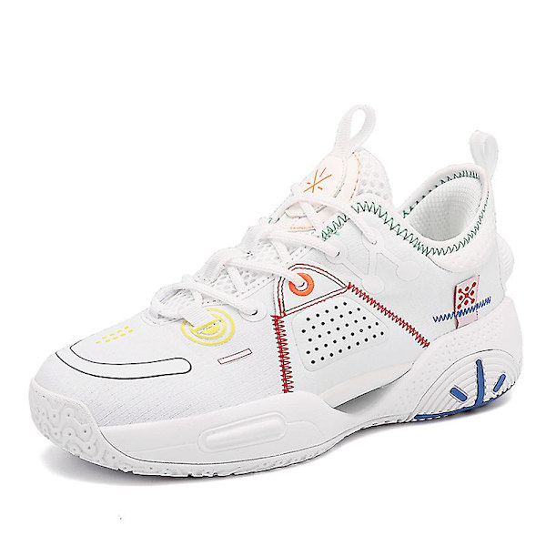 Basketbollskor för män Andningsbara halkfria sportskor Fr8599 White EU 39