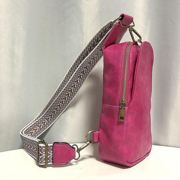Dame PU Lær Sling Bag Bærbar Retro Crossbody Veske Vintage Glidelås Brystveske Colour