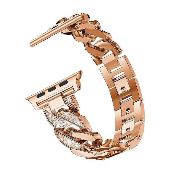 Kimalteleva ranneke yhteensopiva Apple Watch -rannekkeen kanssa 38mm 40mm 41mm Miehet Naiset Strassi Alloy Link Ranneke Iwatch Series 7/6/5/4/3/2/1/se Metallinen rannekoru (r