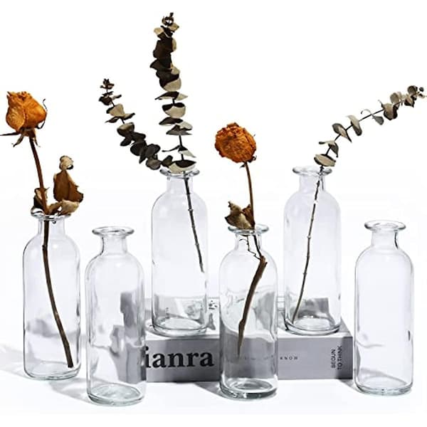 Amber Glas Vas Bud Vas Apoteksburkar Dekor Antik Hög Klass Blomvas Clear 6