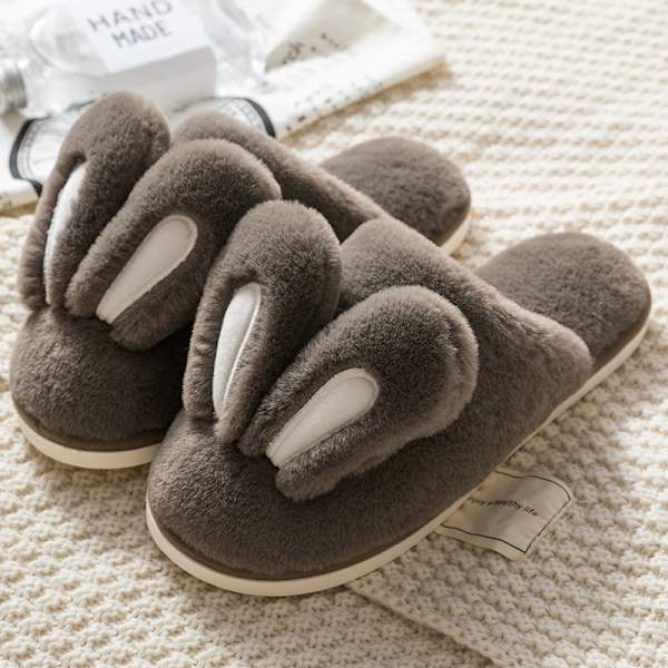Dammtofflor med söta motiv, halkfria runda tofflor med platt sula, fluffiga inomhusskor för hemmet brown EU40 41