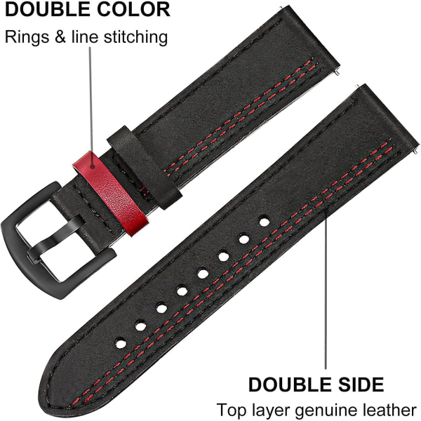 20 mm Colora erstatningsrem til Galaxy Watch 4/4 Classic, tofarvet ægte læderrem, sportsudskiftningsrem til Samsung Galaxy Watch4 4