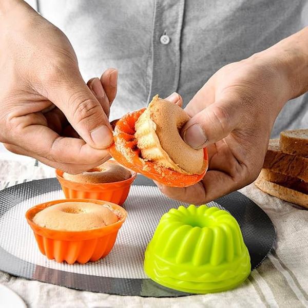 12 x  formar silikon mini bakform återanvändbara muffinsformar för tårta dessert choklad pudding gelé