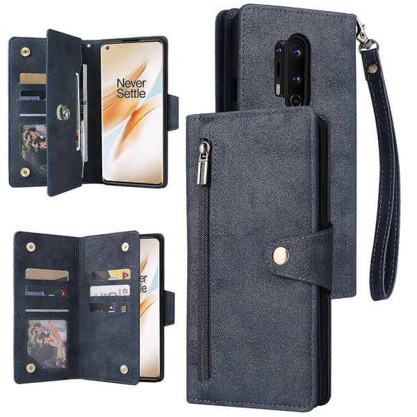 Læder Telefon Cover Til Oneplus 8 Pro Blue