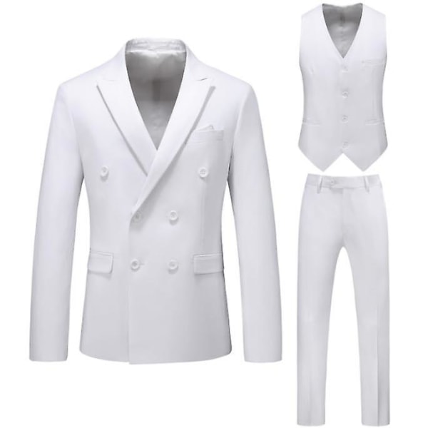 Herrkostymer 2 knappar Slim Fit 3 delar kostym white M