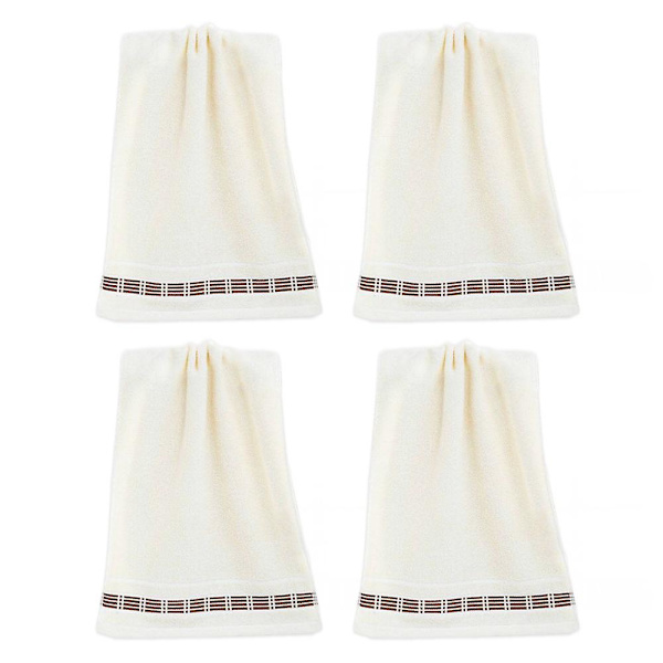 4-delt Håndklesett - Badesett, Mykt, Maskinvaskbart, Svært Absorberende, Ren Bomull, 33*73cm Off white