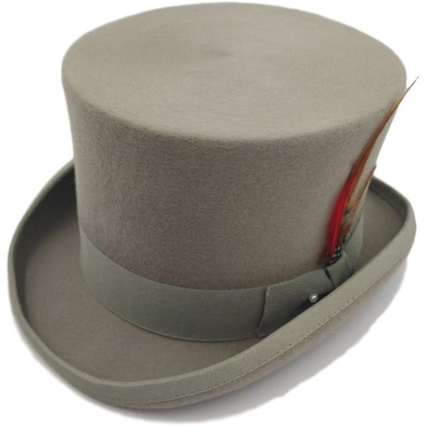 Ab Hattar Handgjorda 100% Ull Satin Fodrade Topp Hatt Liten Till Xxl Grey M