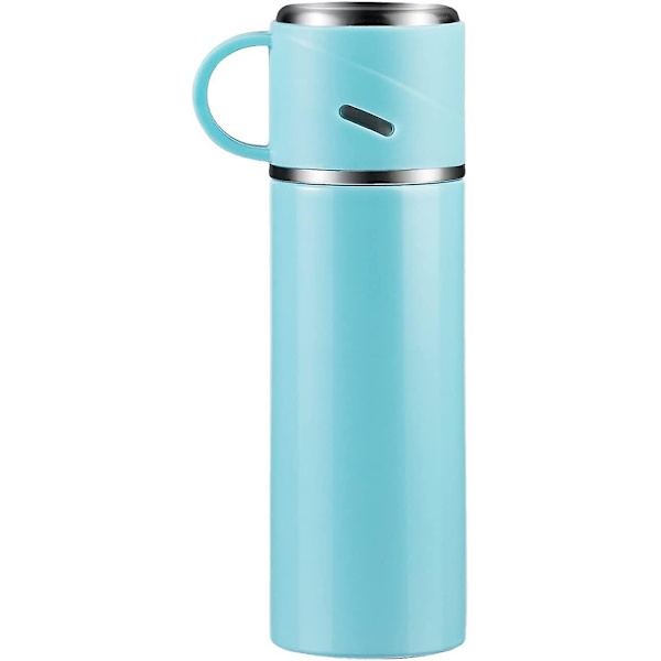 Vakuumflaska 410ml, återanvändbar resmugg med lock, isolerad vattenflaska (410ml/ 13.87oz, himmelsblå)