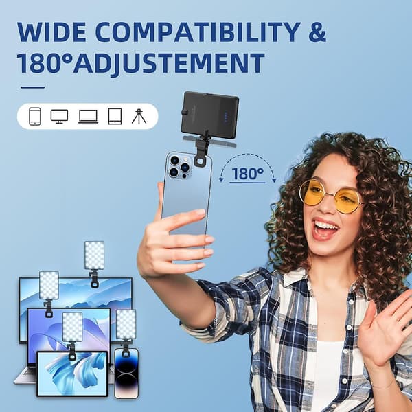 Selfie-lys for iPhone Telefonlys med klips, bærbar med 3 lysmoduser, videolys