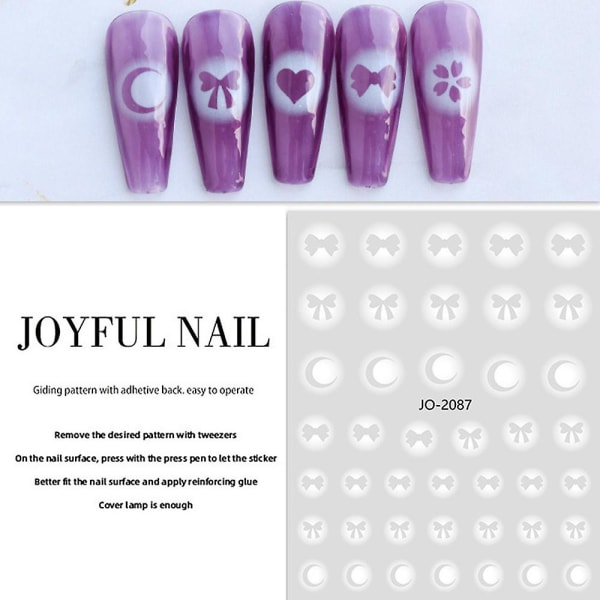 10 ark nagelklistermärken, vita självhäftande nageldekor, Starlight fjärilar gör-det-själv-manikyrdekorationer för kvinnor flickor