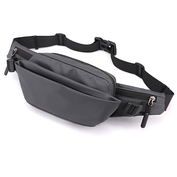 Crossbody Fanny Pack för män, stor vattentät midjeväska, trendig bröstbälte väska grey